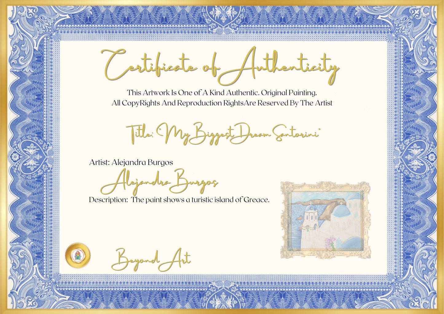 "My Biggest Dream, Santorini"